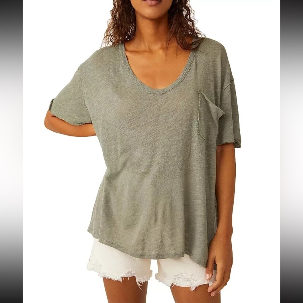We the free Casual linen Olive Green Women's Top XS size